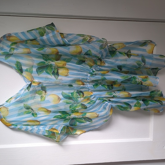 West Loop Women's Lemon & Leaf Print  Cover Ups One Size - Picture 2 of 3